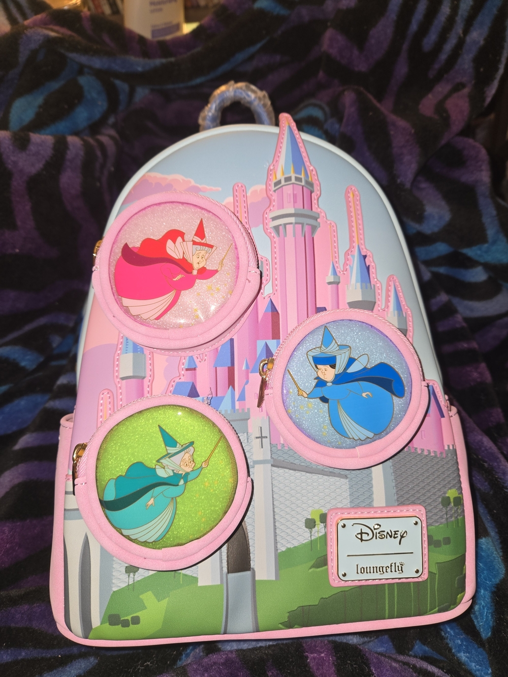 Disney Loungefly Sleeping Beauty Fairy Castle Mini Backpack - Pink/Blue/Green